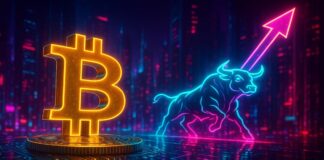 Graphique illustrant la hausse du Bitcoin portée par les flux d’ETF au comptant, proche d’un nouvel ATH à 130 000 dollars.