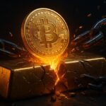 Graphique comparant Bitcoin et or avec tweet de CZ, illustrant le potentiel flippening en capitalisation boursière pour 2025.