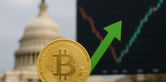 Graphique du Bitcoin (BTC) en novembre 2025, montrant un rebond ("V-shape") après la fin du shutdown américain et le retour de la liquidité (TGA)