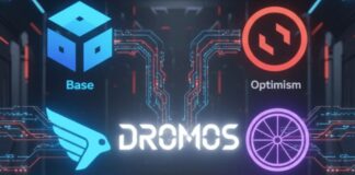 Aérodrome ($AERO) et Vélodrome ($VELO) fusionnent : vers un protocole DeFi géant, quelles conséquences sur le marché ? Illustration de la fusion DeFi entre Aerodrome et Velodrome pour créer le protocole DROMOS, un hub de liquidité sur Base et Optimism.
